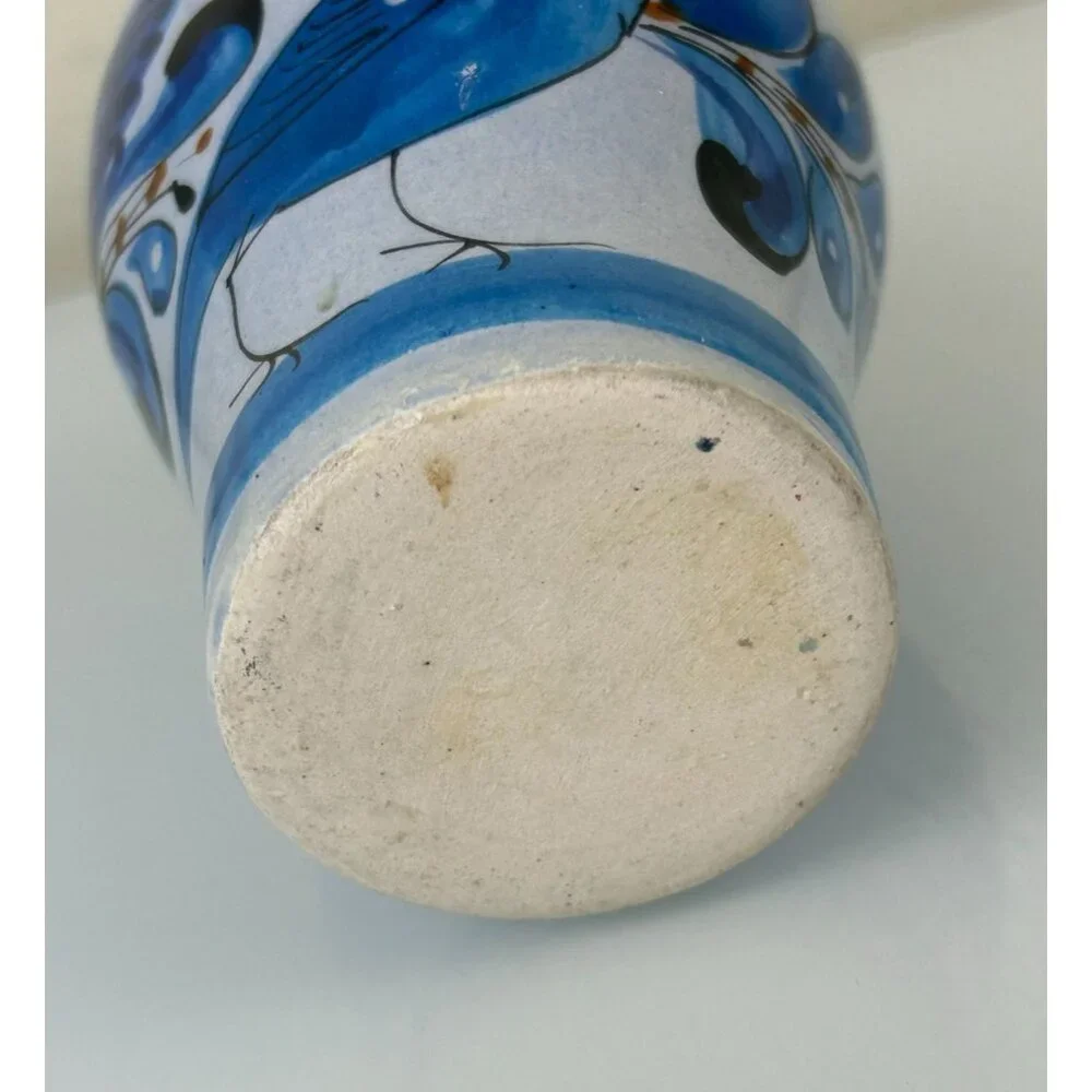 Tonala Made in Mexico Blue Bird Pottery Vase Home Decor Hand Painted 6.25" - Picture 12 of 14